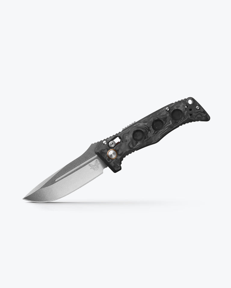 Load image into Gallery viewer, MINI AUTO ADAMAS® | BLACK G10 | OD GREEN G10|MARBLED CARBON FIBER | DROP-POINT
