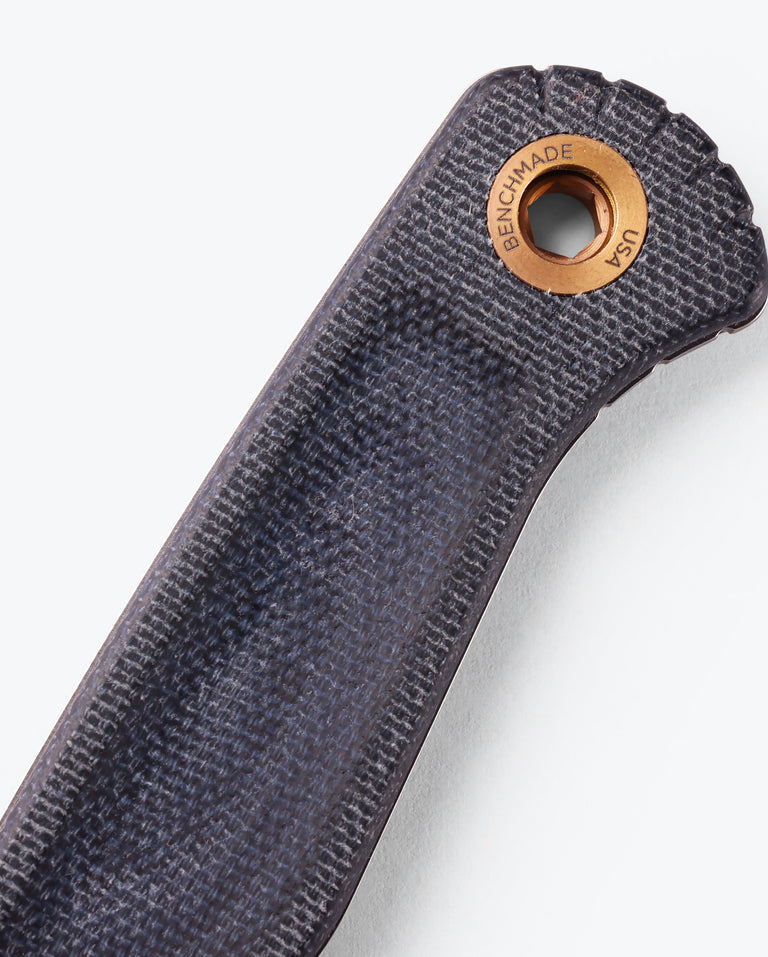 Load image into Gallery viewer, Dacian | Blue Denim Micarta | Brown Canvas Micarta | Spear Point
